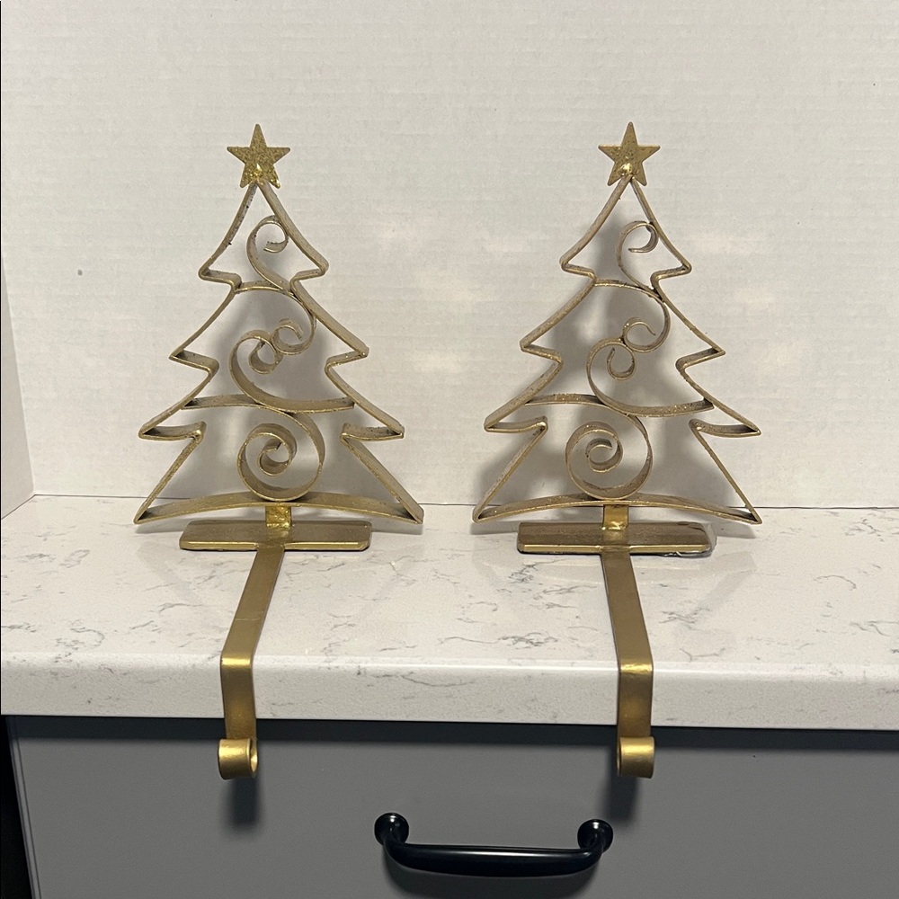 Gold glittered Christmas Tree Stalking Holders